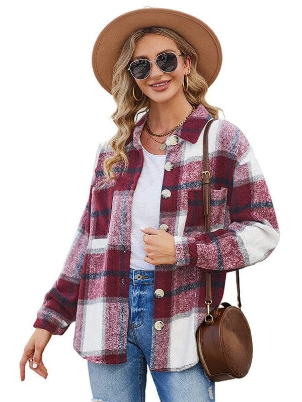 Button-Down Plaid Coat Plus Size from MsDressly