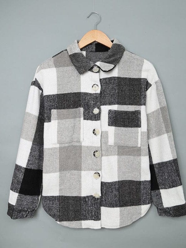 Button-Down Plaid Coat Plus Size from MsDressly