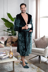 Hooded Plush Bathrobe for Men From Lotus Linen