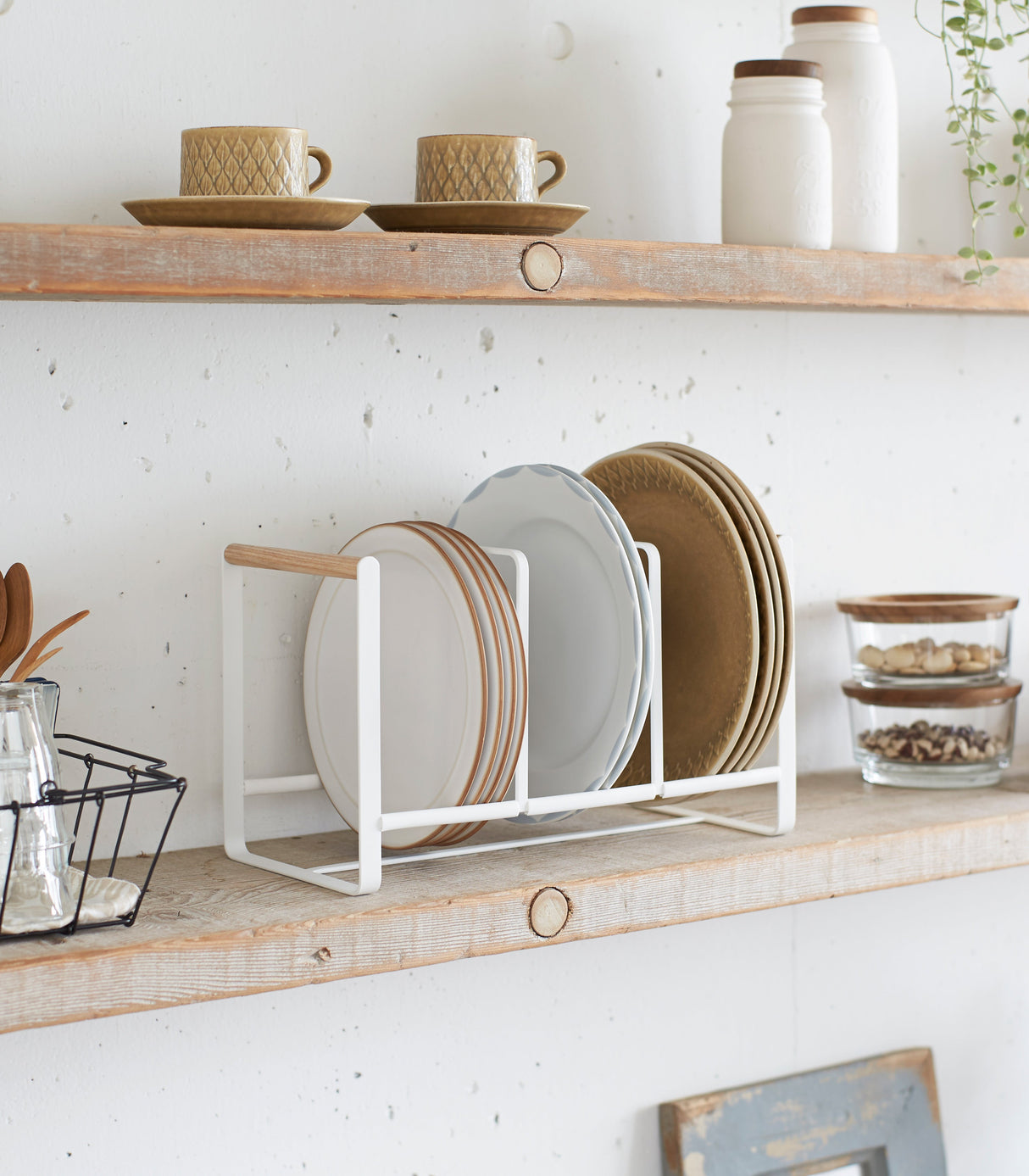 Vertical Plate Organizer - Steel + Wood from Yamazaki Home