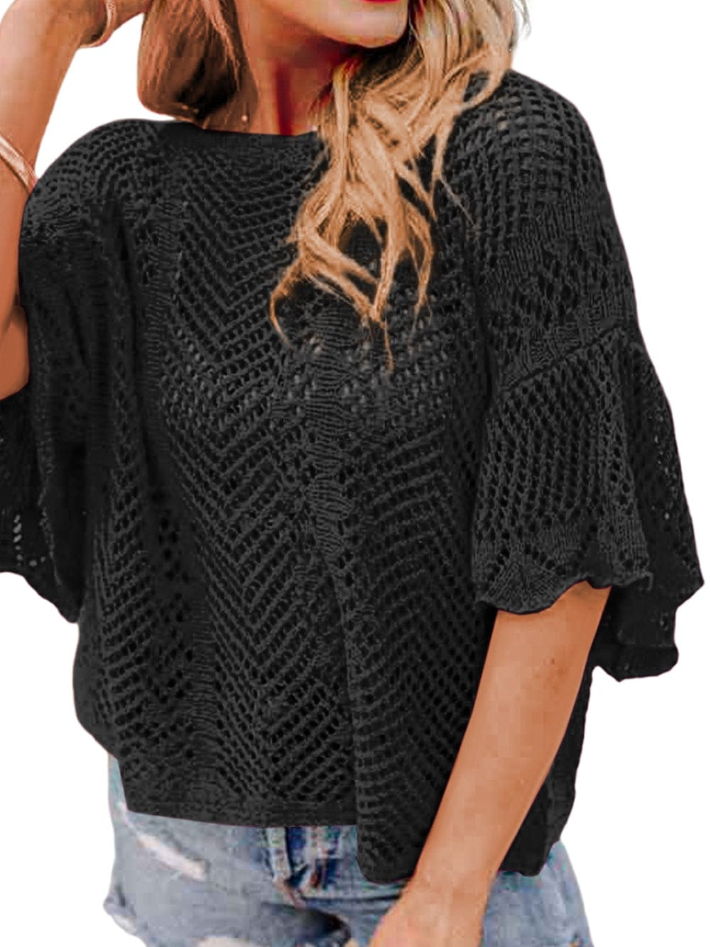 Black Crochet Blouse from MsDressly