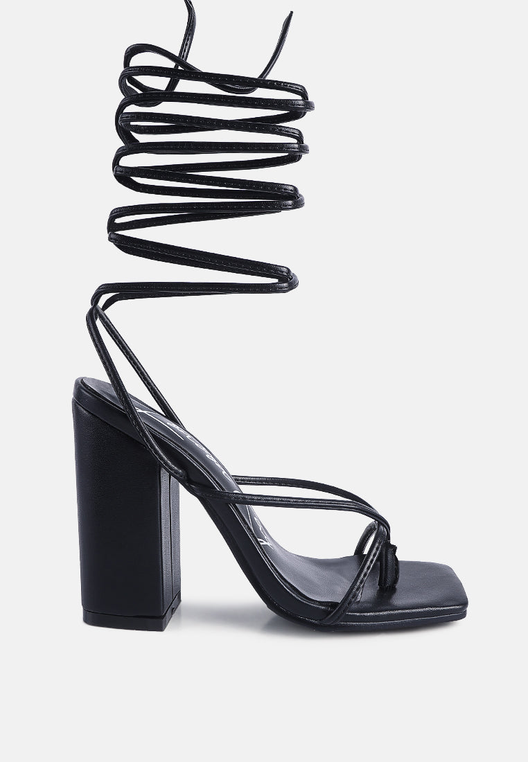 Pole Dance Lace Up Block Heel Sandals from London Rag International