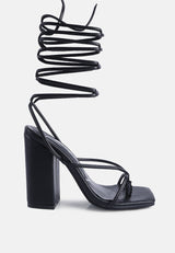Pole Dance Lace Up Block Heel Sandals from London Rag International