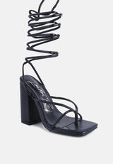 Pole Dance Lace Up Block Heel Sandals from London Rag International
