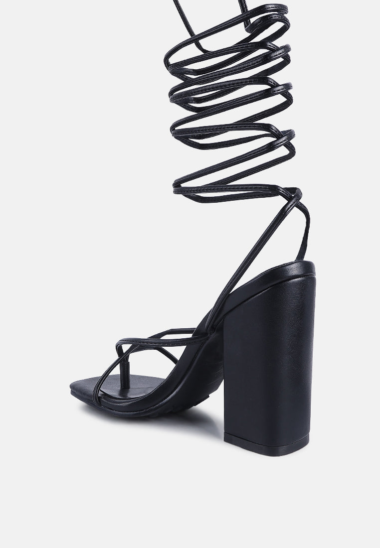 Pole Dance Lace Up Block Heel Sandals from London Rag International