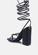 Pole Dance Lace Up Block Heel Sandals from London Rag International
