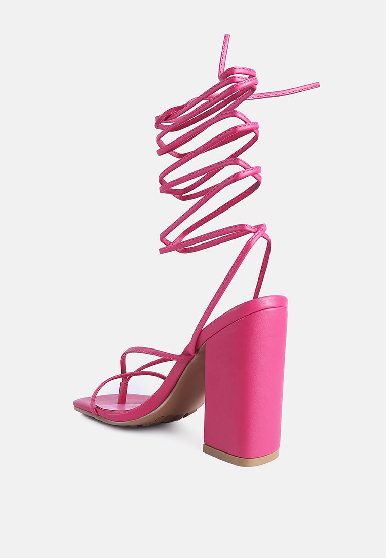 Pole Dance Lace Up Block Heel Sandals from London Rag International
