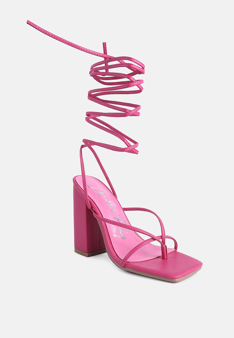 Pole Dance Lace Up Block Heel Sandals from London Rag International