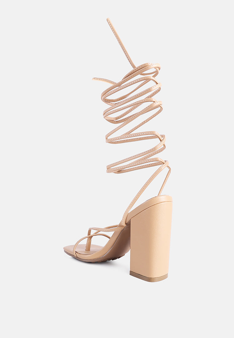 Pole Dance Lace Up Block Heel Sandals from London Rag International