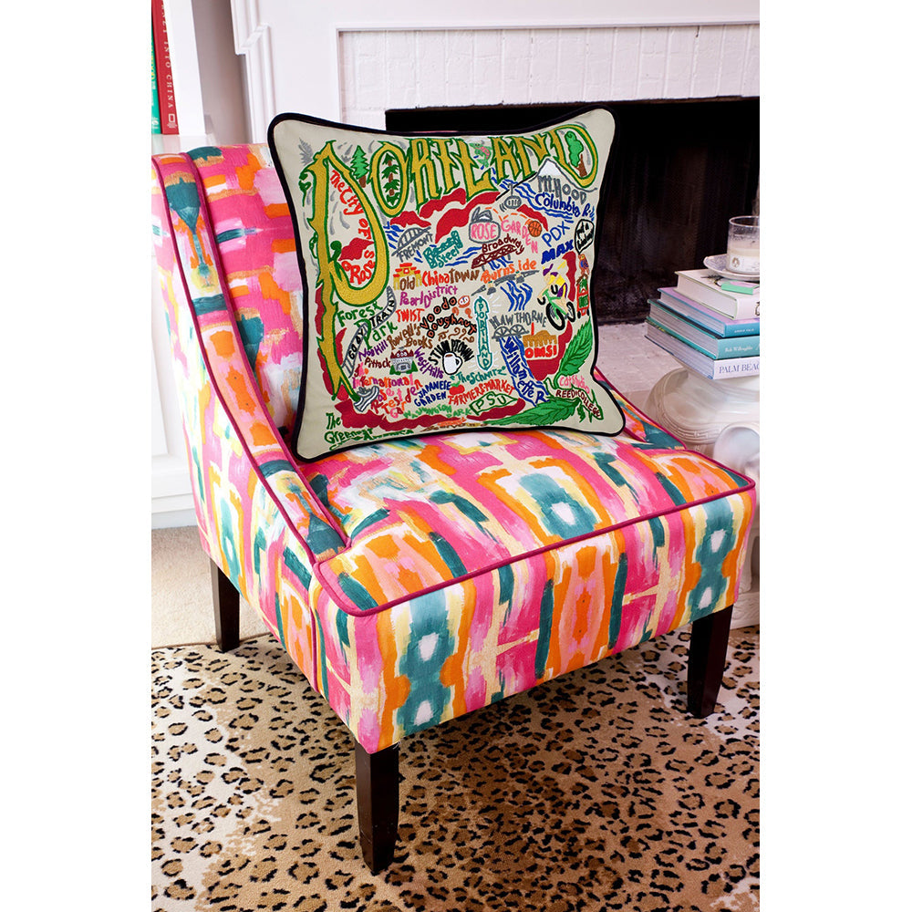 Portland Hand-Embroidered Pillow from Quirks!