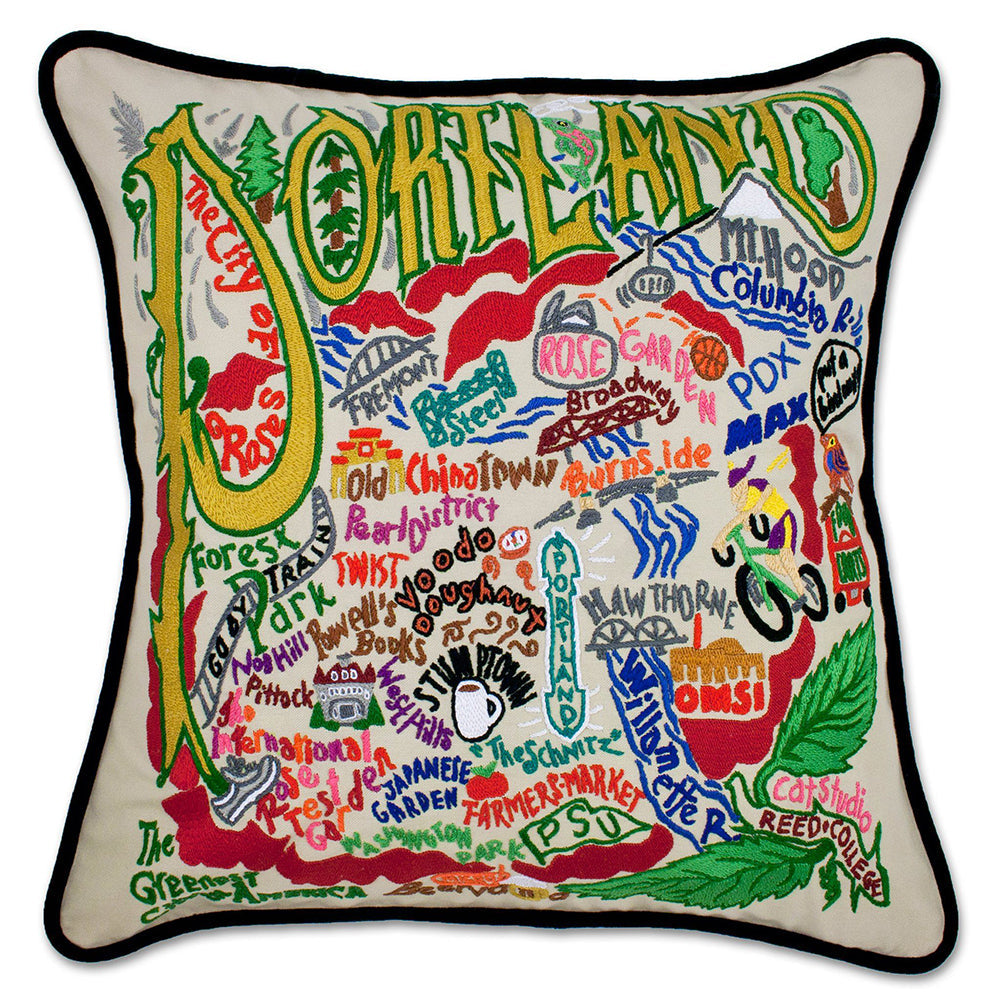 Portland Hand-Embroidered Pillow from Quirks!