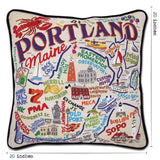 Portland, ME Hand-Embroidered Pillow by CatStudio from Quirks!