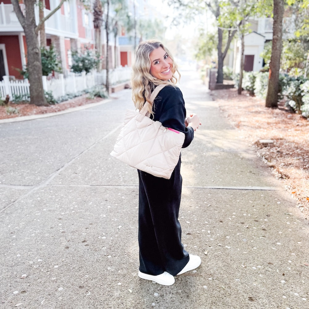 Presley Puffer Quilted Tote Bag With Pouch from Pretty Simple