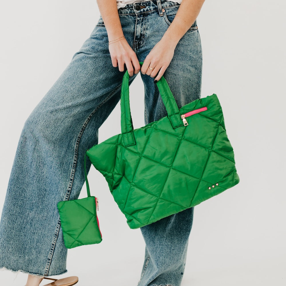 Presley Puffer Quilted Tote Bag With Pouch from Pretty Simple