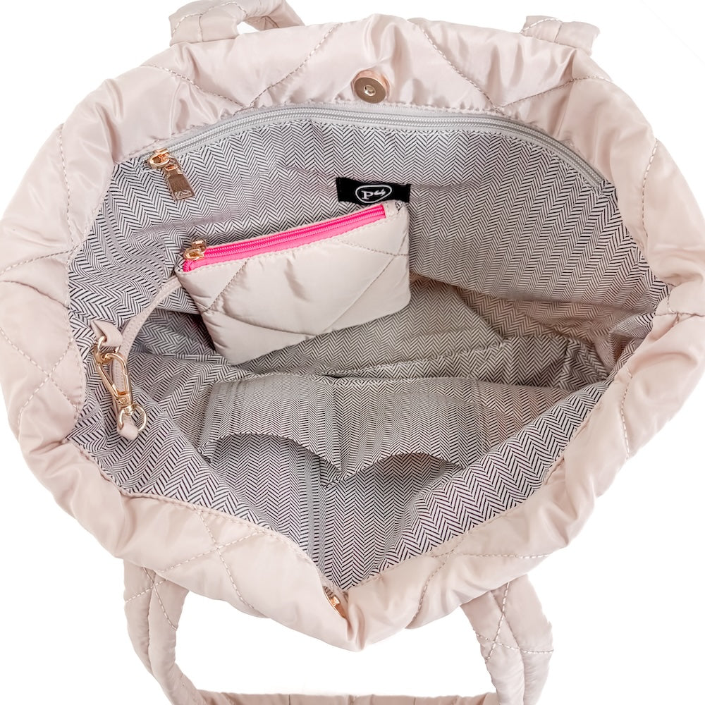 Presley Puffer Quilted Tote Bag With Pouch from Pretty Simple