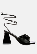 Primavera Ruched Triangular Heel Lace Up Sandal from London Rag International