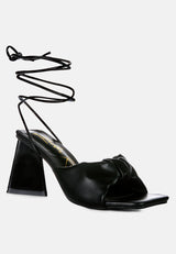 Primavera Ruched Triangular Heel Lace Up Sandal from London Rag International