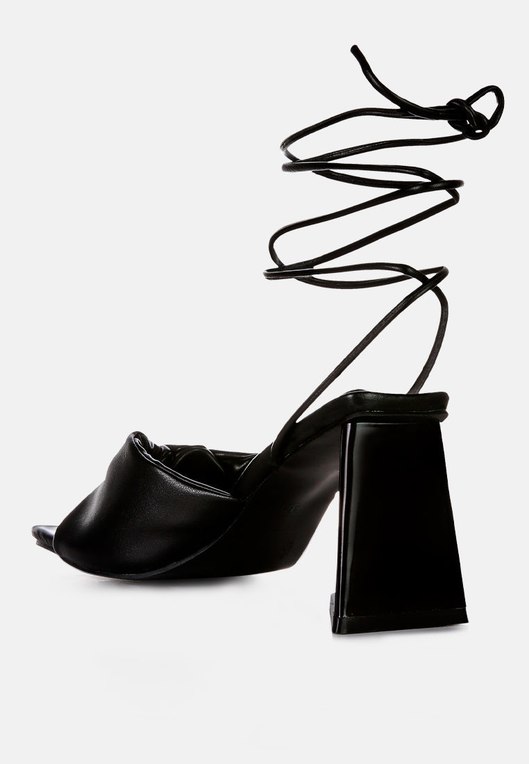 Primavera Ruched Triangular Heel Lace Up Sandal from London Rag International