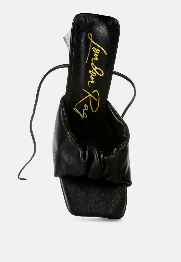 Primavera Ruched Triangular Heel Lace Up Sandal from London Rag International