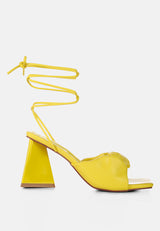 Primavera Ruched Triangular Heel Lace Up Sandal from London Rag International