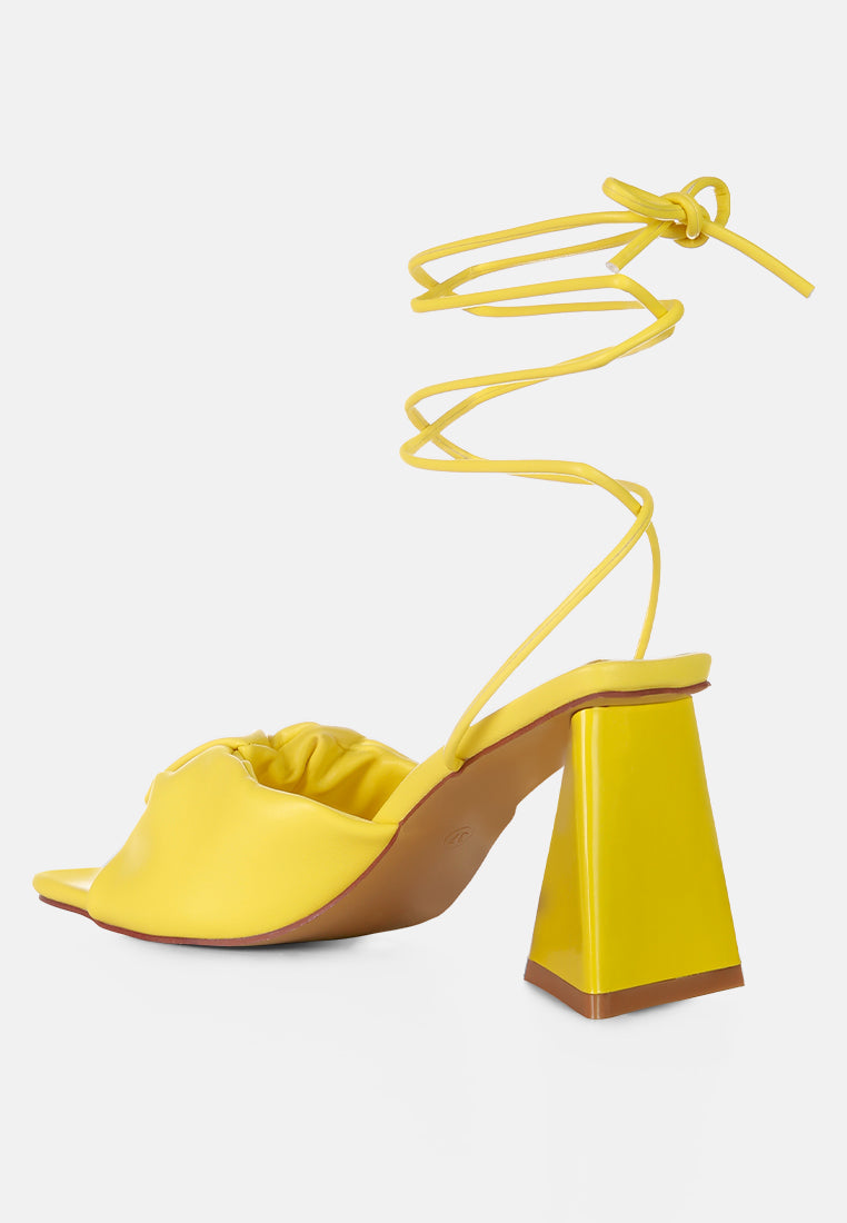 Primavera Ruched Triangular Heel Lace Up Sandal from London Rag International