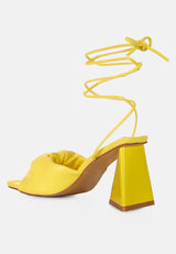 Primavera Ruched Triangular Heel Lace Up Sandal from London Rag International