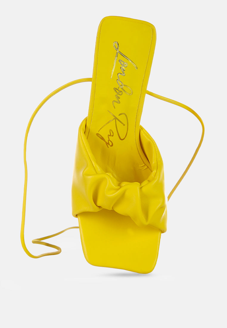 Primavera Ruched Triangular Heel Lace Up Sandal from London Rag International