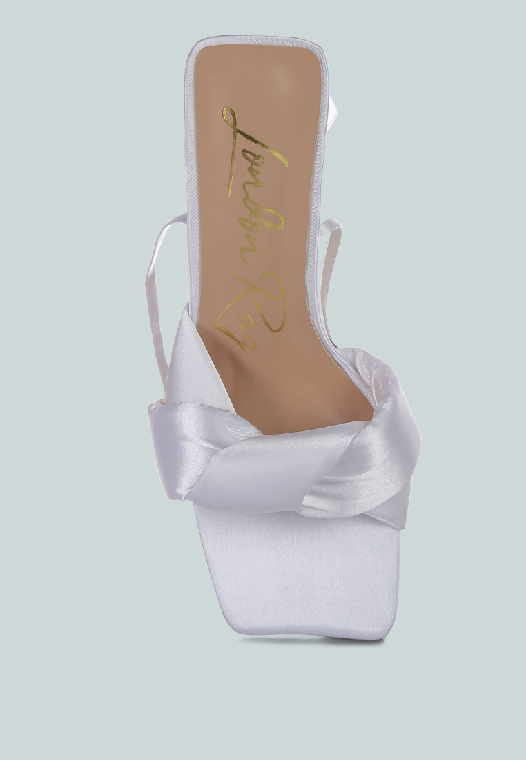 Pristine Satin Strap Triangular Block Heel Sandals from London Rag International