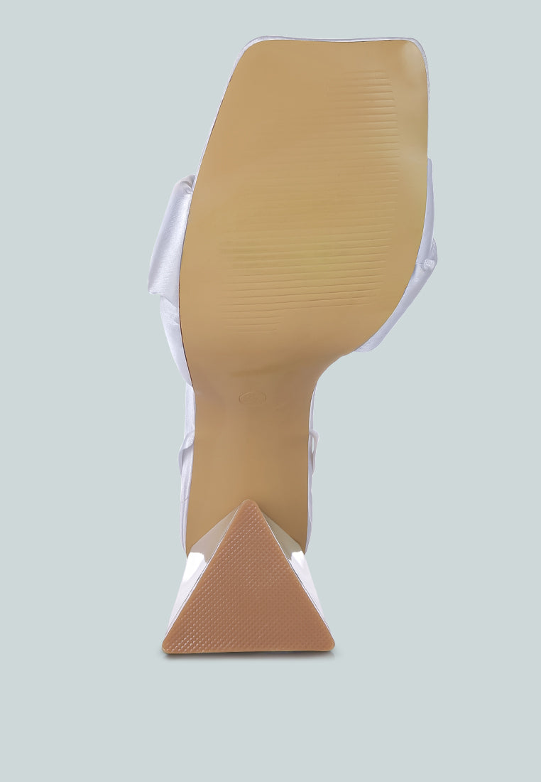 Pristine Satin Strap Triangular Block Heel Sandals from London Rag International