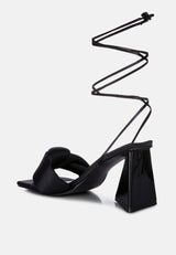 Pristine Satin Strap Triangular Block Heel Sandals from London Rag International
