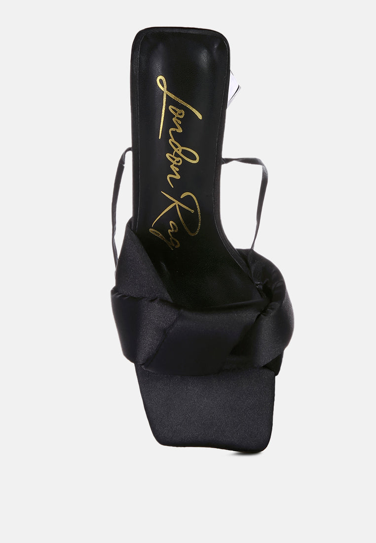 Pristine Satin Strap Triangular Block Heel Sandals from London Rag International