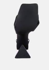 Pristine Satin Strap Triangular Block Heel Sandals from London Rag International