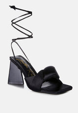 Pristine Satin Strap Triangular Block Heel Sandals from London Rag International
