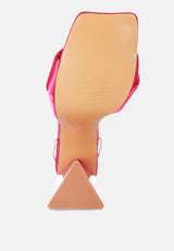Pristine Satin Strap Triangular Block Heel Sandals from London Rag International