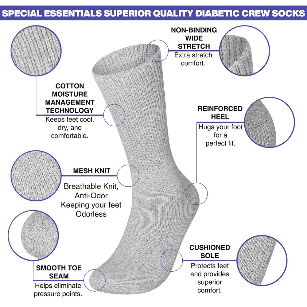Lot 3 6 12 Pairs Men's Circulatory Diabetic Crew Socks Size 9-11 10-13 13-15 from PremiumBrandGoods
