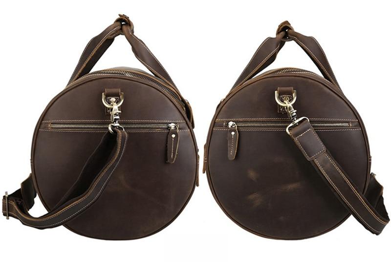 The Wainwright Weekender | Round  Vintage Leather Weekender from STEEL HORSE LEATHER