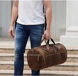 The Wainwright Weekender | Round  Vintage Leather Weekender from STEEL HORSE LEATHER