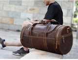 The Wainwright Weekender | Round  Vintage Leather Weekender from STEEL HORSE LEATHER