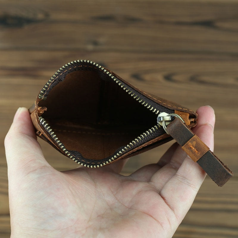 The Cael | Handmade Leather Coin Purse with Zipper from STEEL HORSE LEATHER