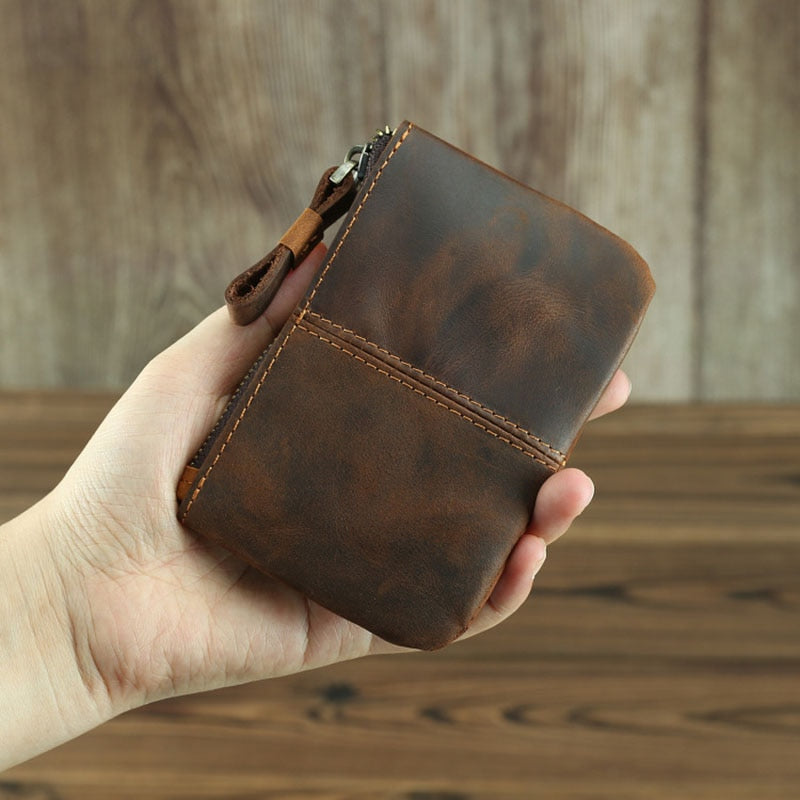 The Cael | Handmade Leather Coin Purse with Zipper from STEEL HORSE LEATHER