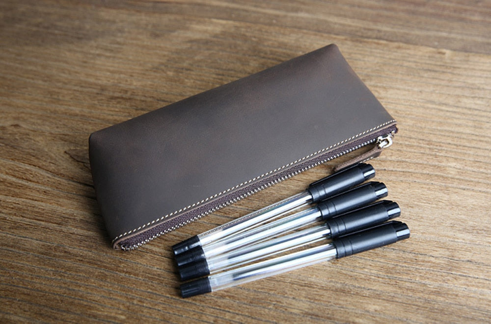 The Pallavi | Handmade Leather Pencil Case - Leather Makeup Bag from STEEL HORSE LEATHER