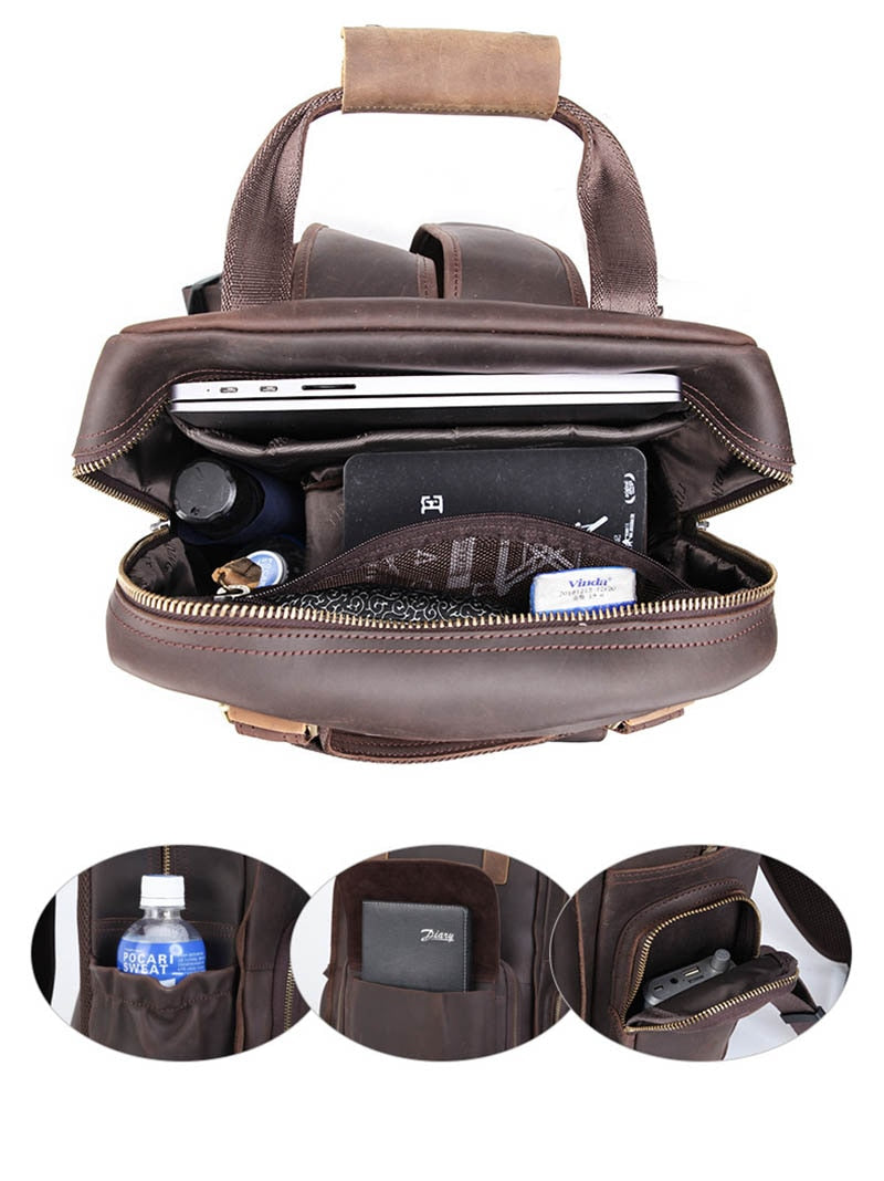 The Gaetano | Large Leather Backpack Camera Bag with Tripod Holder from STEEL HORSE LEATHER