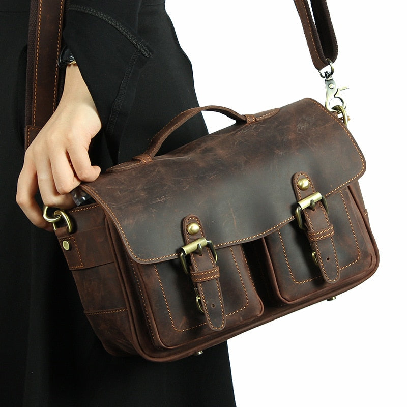 The Faust Leather Camera Bag | Crossbody Vintage Camera Messenger Bag from STEEL HORSE LEATHER