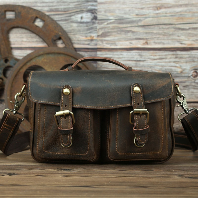 The Faust Leather Camera Bag | Crossbody Vintage Camera Messenger Bag from STEEL HORSE LEATHER