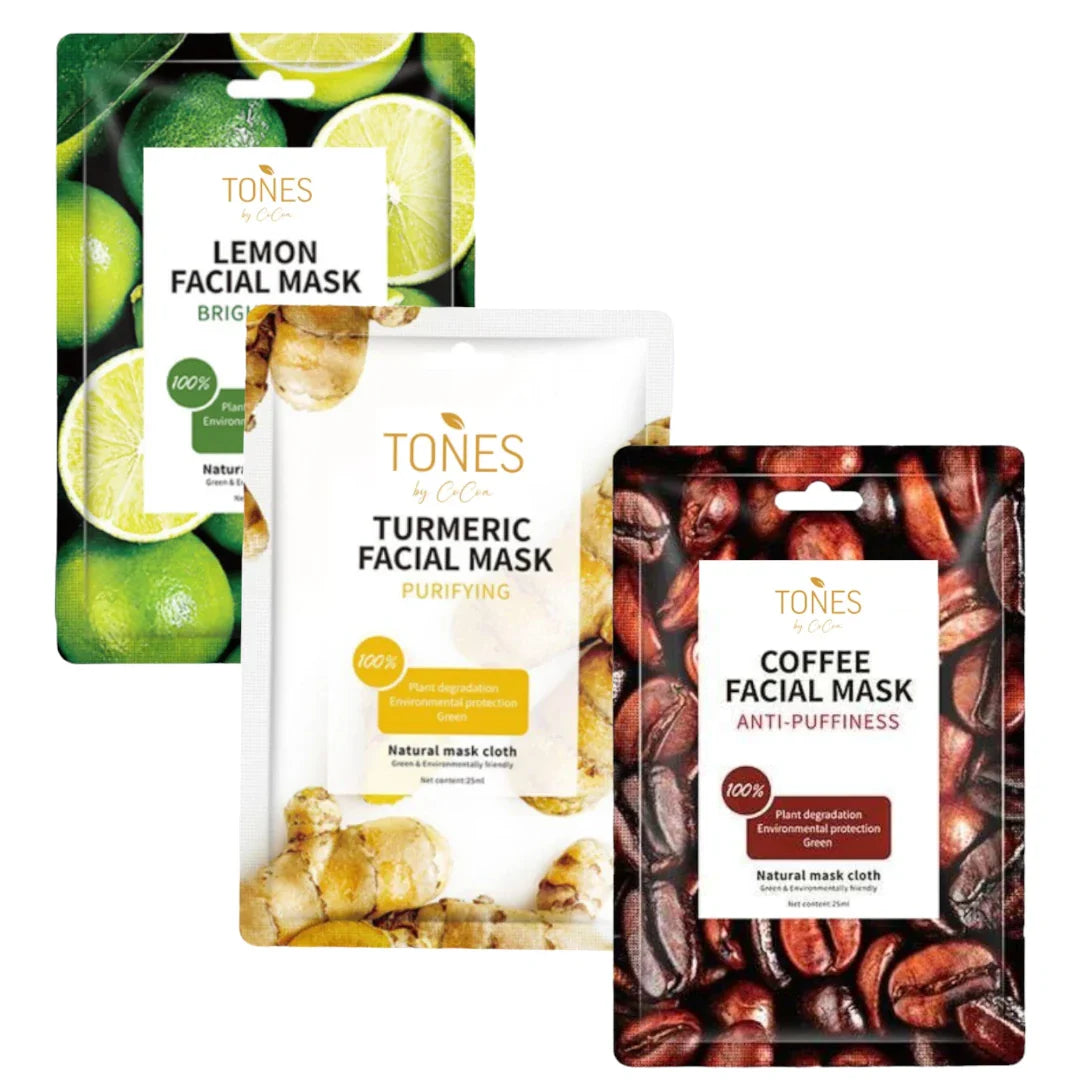 Premium Organic Plant Extract Facial Masks (3 Pack) From Tones by Cocoa