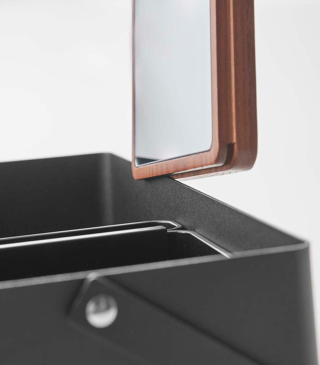 Makeup Organizer with Mirror - Steel + Wood from Yamazaki Home