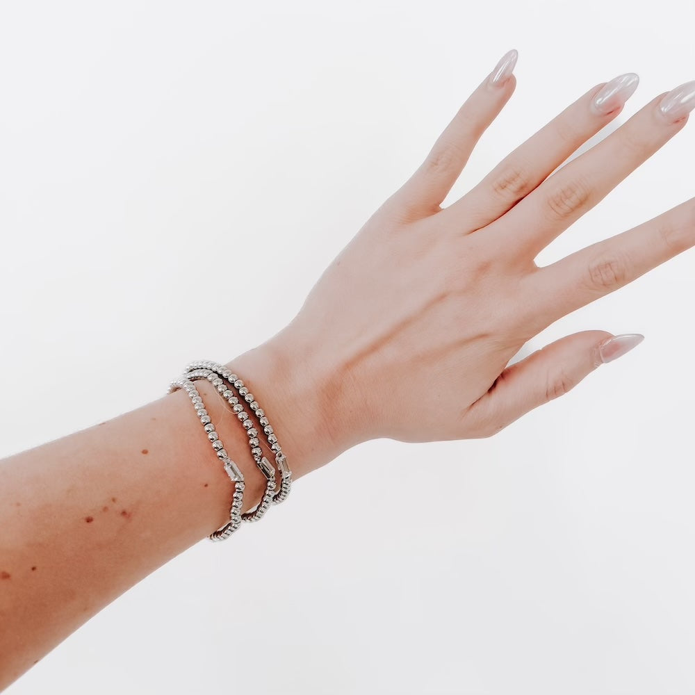 Metallic Glass Bead Stretch Bracelet from Pretty Simple