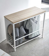Entryway Storage Organizer & Bench (18" H)  - Steel + Wood from Yamazaki Home