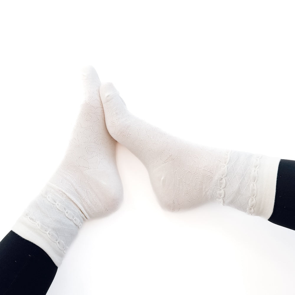 Calista Cream Mid Calf Socks from Pretty Simple