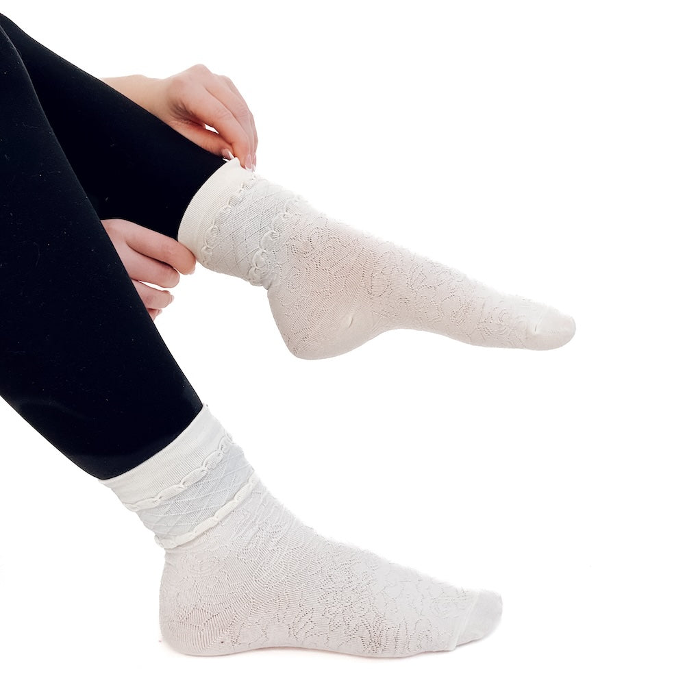 Calista Cream Mid Calf Socks from Pretty Simple